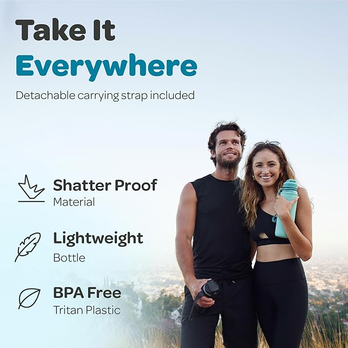 Hydracy Water Bottle with Time Marker -Large BPA Free Water Bottle & No Sweat Sleeve -Leak Proof Gym Bottle with Fruit Infuser Strainer & Times to Drink -Ideal for Fitness Sports & Outdoors