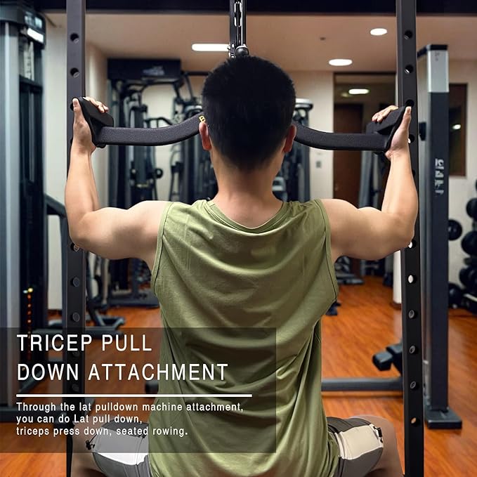 LAT Pull Down Bar for Cable Machine, LAT Pulldown Attachments T Bar V Bar Cable Attachment, Back Tricep Bar Strength Training Handle