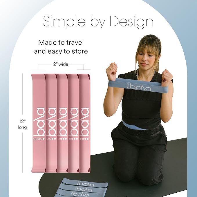 Bala Booty Bands Resistance Bands for Women & Men - Elastic Exercise Bands for Working Out - Wrist, Ankle, Legs & Booty Bands - Workout Resistance Bands for Yoga, Pilates, Strength Training