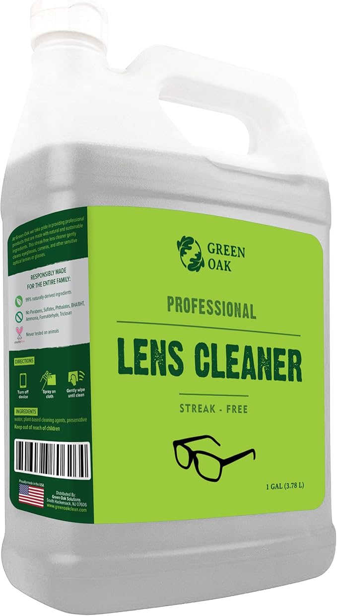 Green Oak Lens Cleaner Refill Professional Lens Cleaner Refill– Best for Eyeglasses, Cameras, and Lenses - Safely Cleans Fingerprints, Dust, Oil (1 Gallon Refill)