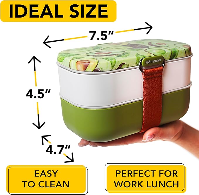 Insulated Stackable Bento Box for Adults with Reusable Chopsticks Japanese Lunch Box Microwavable & Leak Proof Lunch Containers for Men & Women Modern Cute Food Container with Compartments (Green)