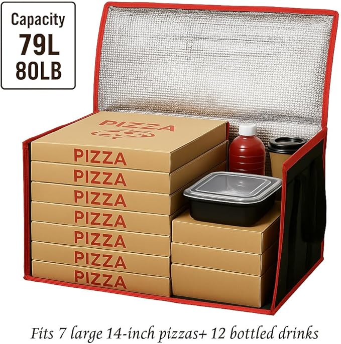 Bodaon 2-Pack Insulated Food Delivery Bag, XXXL Grocery Shopping/Catering/Pizza Cooler Bags, Thermal Cold/Hot Styrofoam Carrier for Shopping/Travel/Doordash/Catering/Car, Dashers Door Dash Accessories