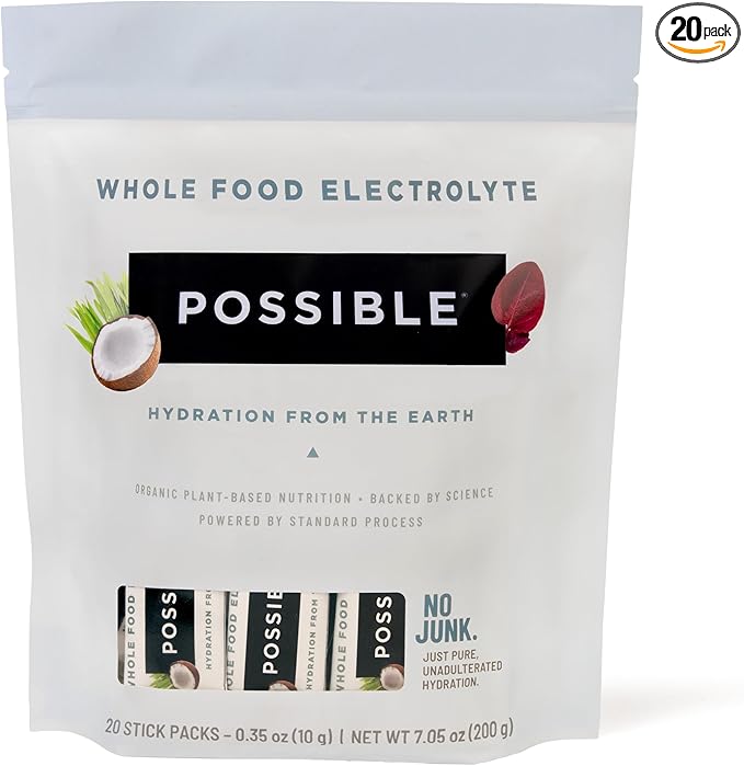 Whole Food Electrolyte - Powder Drink Mix for Pre-Workout, Post-Workout & Everyday Hydration - Vegan, Plant-Based Wellness - Gluten-Free, USDA Organic - Clean Label - 20 Stick Packs