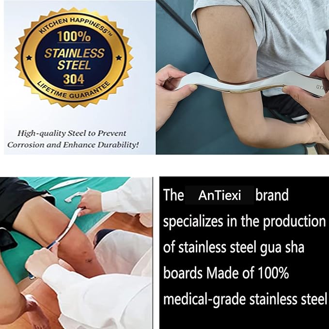 Professional Muscle Scraper Stainless Steel Gua Sha Massage Tool Set, 5-Piece with Case, Physical Therapy and Soft Tissue Mobilization Tool