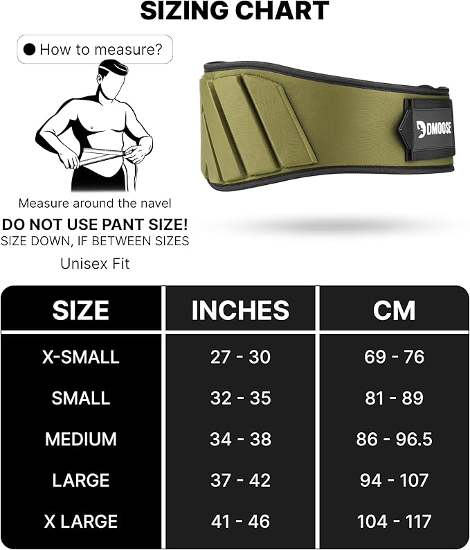 DMoose Fitness Weight Lifting Belt for Squats, Deadlift & Intense Workout - 6" Adjustable Fit Auto Lock Weightlifting Belt for Men & Women - Neoprene Gym Belts for Stability & Lumbar Back Support