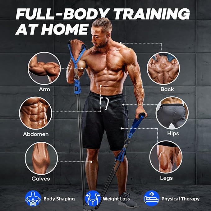 Resistance Bands, Heavy Duty Exercise Bands for Working Out, Workout Bands with Handles, Stretch Band for Men, Fitness Bands for Home Workouts, Muscle Training, Strength, Slim, Yoga