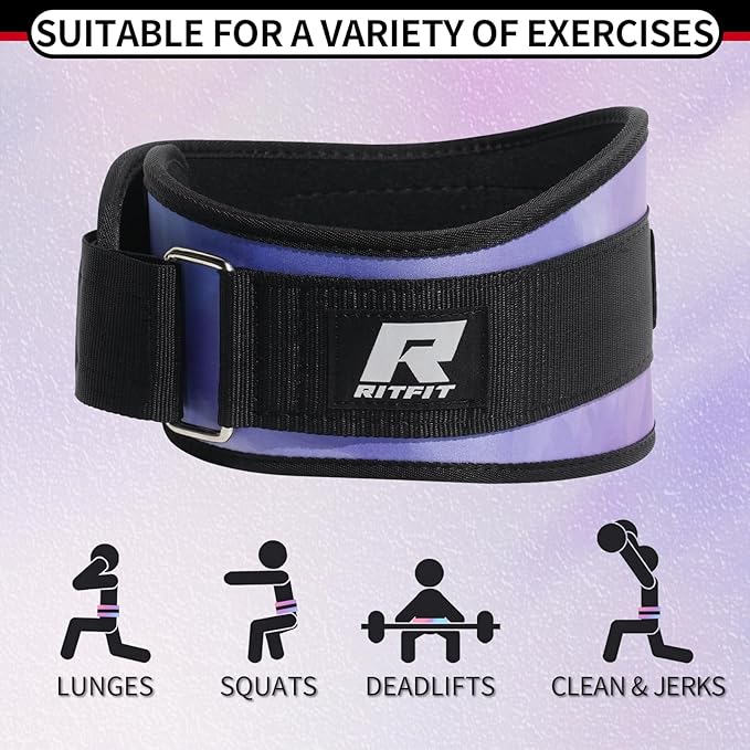 RitFit Weight Lifting Belt - Great for Squats, Lunges, Deadlift, Thrusters - Men and Women - 6 Inch Black/Camouflage