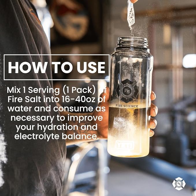 Fire Science Fire Salt Hydration Sticks, Electrolytes & Coconut Water, Hydration Drink Mix with Magnesium, Potassium & Sodium, Zero Sugar, Single Serve On The Go Packs, Orange Flavor, 16 Count