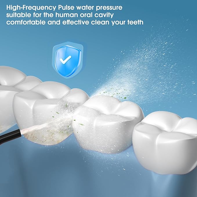 HANGSUN Portable Travel Water Flosser - Compact Cordless,30 Days Battery, Deep Plaque Removal, 4 Modes with DIY, 6 Nozzles for Sensitive Gums&Braces, IPX7, Telescopic 180ml Tank, Rechargeable, Black