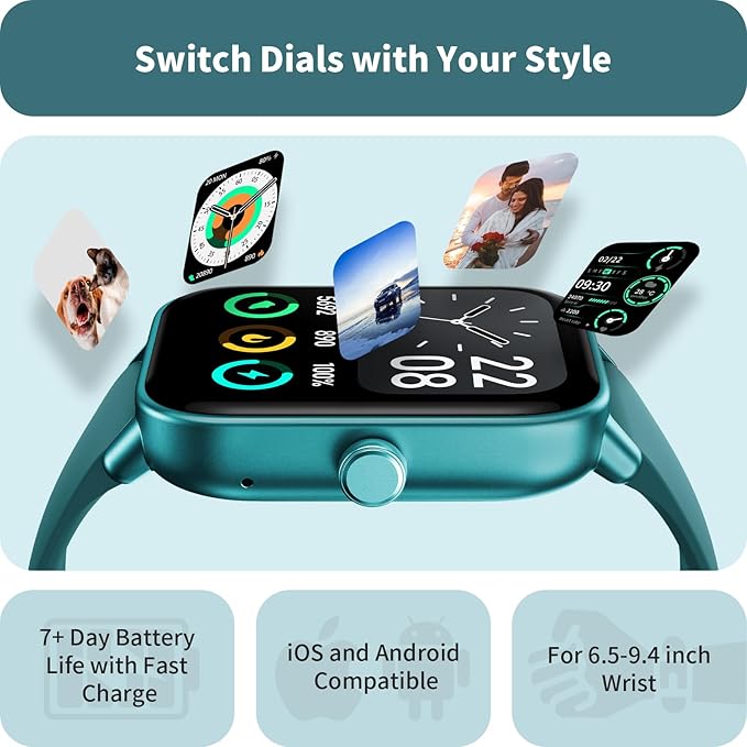 Smart watches for Men, Alexa Built-in, 1.8" Smartwatch with Heart Rate/SpO2/Sleep Monitor for Android iPhone, IP68 Waterproof Activity Fitness Tracker with Bluetooth Call, 100+ Sport Mode, DarkGreen