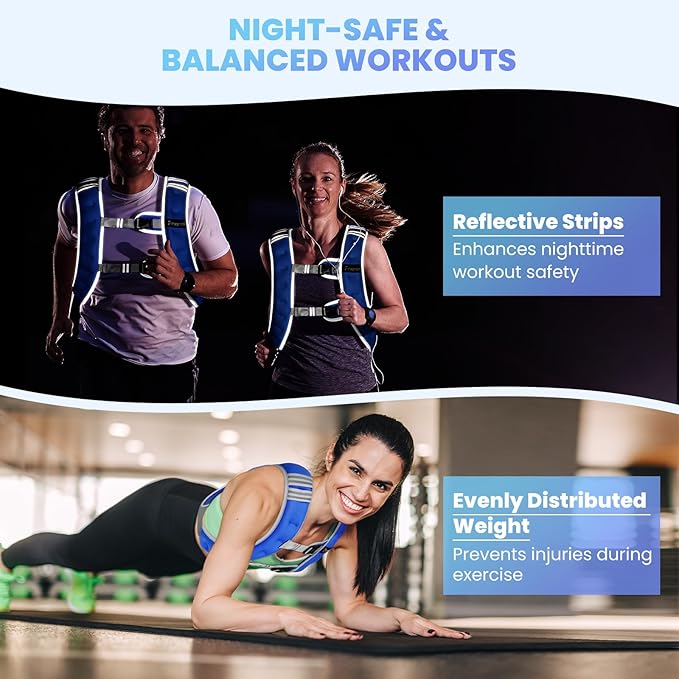 Fragraim Weighted Vest for Women Men - 8lb/10lb/12lb/16lb/22lb/25lb/30lb Weight Vest with Reflective Stripe, Detachable Phone Pouch, Ideal for Walking, Strength Training, Running, Workout, Cardio