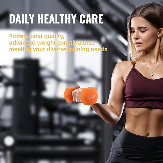 Colored Neoprene Dumbbell Set with Rack, Multiple Weight Options, 20LBS, 32LBS, 50LBS and 56LBS Sets