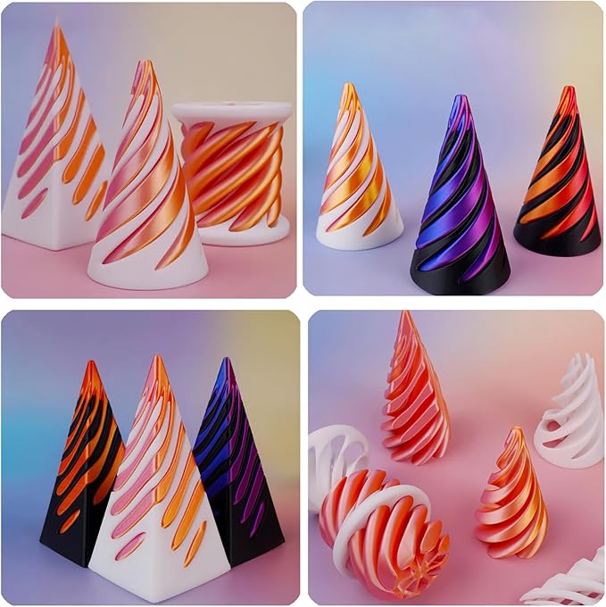 3 Packs Impossible Cone,Spiral Cone Fidget Toy Impossible Pyramid Passthrough Toy,3D Printed Spiral Cone Fidget Toy,Mini Vortex Thread Illusion Desktop Deco Souvenir Gift for Anxiety Relaxing