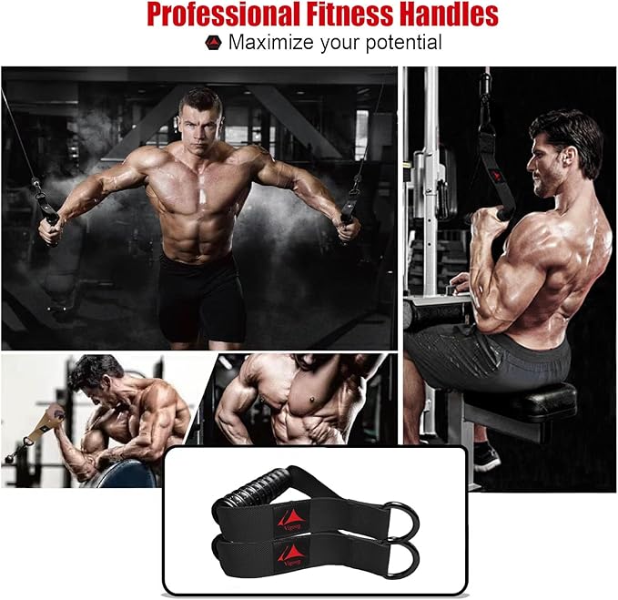 Heavy Duty Exercise Handles, Ultra-Durable Rubber Workout Grip Attachments for Cable Machines, LAT Pulldown, Resistance Bands, Home Gym and Commercial Fitness Equipment