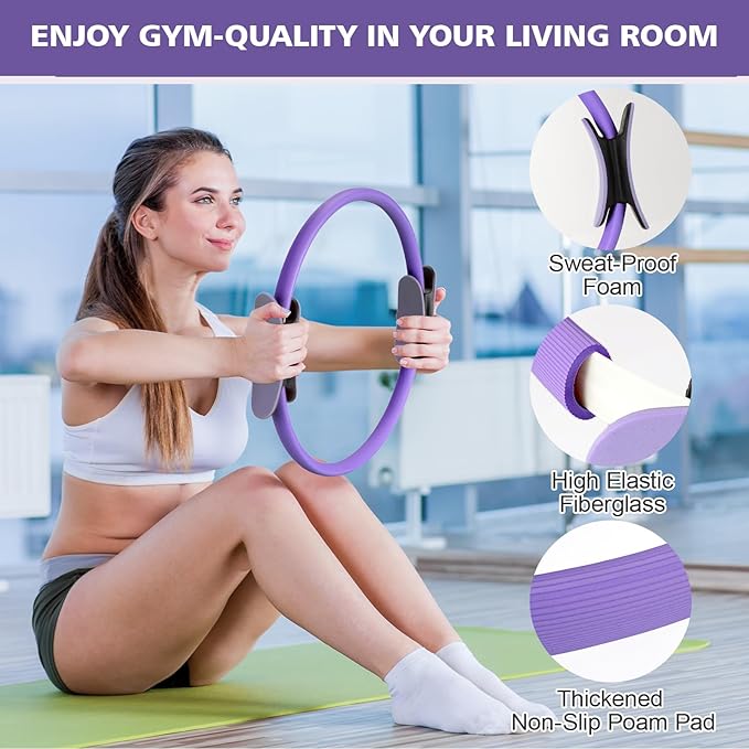 Ideal Swan Pilates Ring Essentials Kit for Women, Home Workout Equipment Set with 9.8” Ball, Resistance Bands, Accessories, Pilates Set for Legs Arms and Thighs（13 PCS）