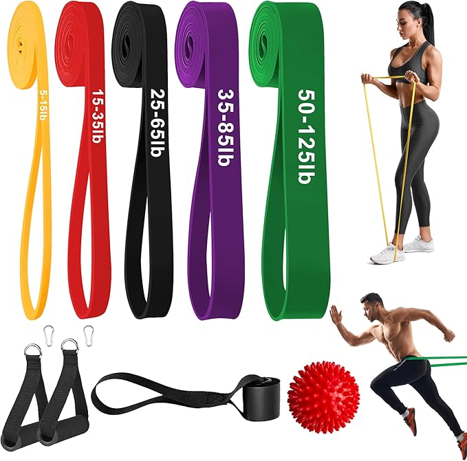 Resistance Bands for Working Out, Long Exercise Bands, Workout Bands, Pull Up Training Bands for Body Stretching, Physical Therapy Muscle Training for Men & Women, 8-Piece Set