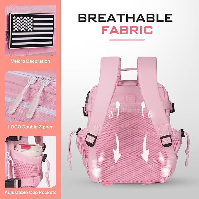 15L Mini Tactical Backpack Small Tactical Backpack for Women, Military Backpack for Gym, Hiking, Daily (Pink-15L)