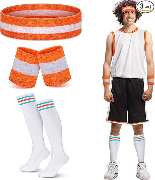Halloween Basketball Uniform Costume Sports Team Cosplay Accessories Wristbands Sweatband Socks for 80s Party