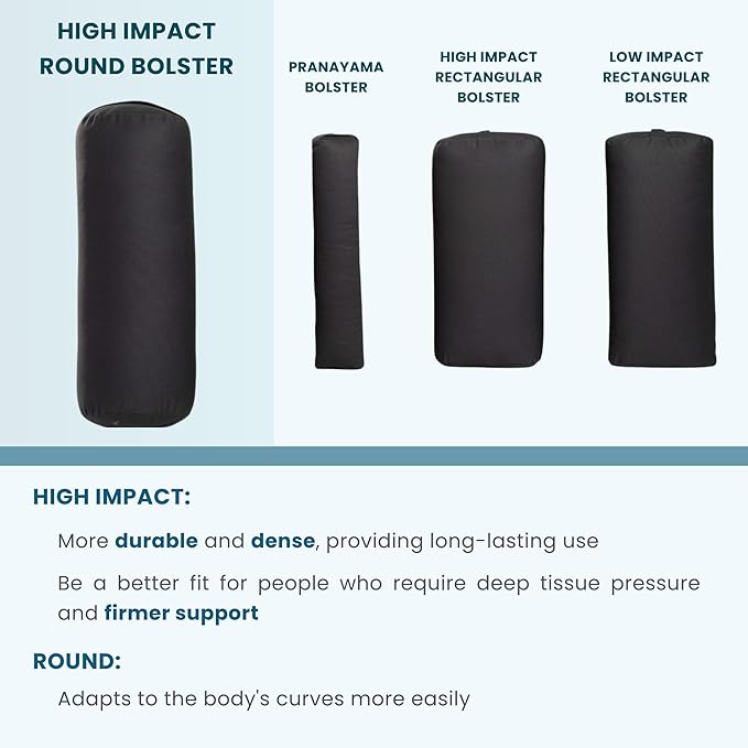 Everyday Yoga Premium Bolster, Meditation Pillow, Super Soft & Lightweight with Carry Handle - Firm Support for Restorative Yoga, Multi-color