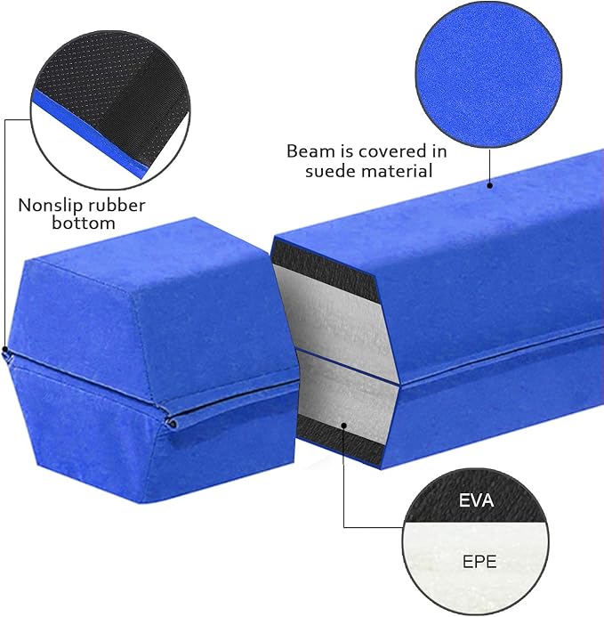 FBSPORT 8ft/6ft Balance Beam: Folding Floor Gymnastics Equipment for Kids Adults,Non Slip Rubber Base, Gymnastics Beam for Training, Practice, Physical Therapy and Professional Home Training