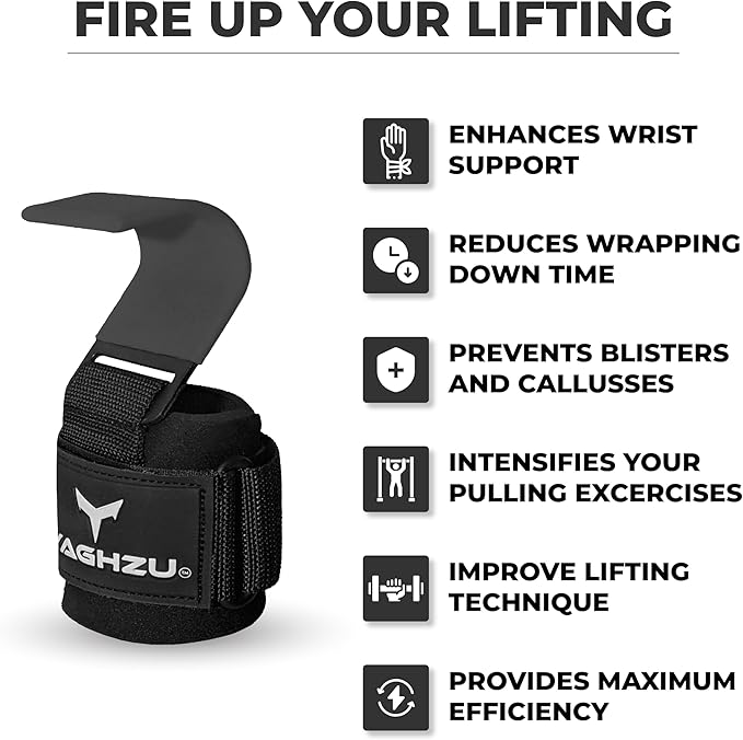 Weight Lifting Hooks, Padded Weight Lifting Straps Wrist Straps for Men and Women, Premium Deadlift Straps for Weightlifting and Powerlifting, Weight Lifting Gloves for Pull Ups