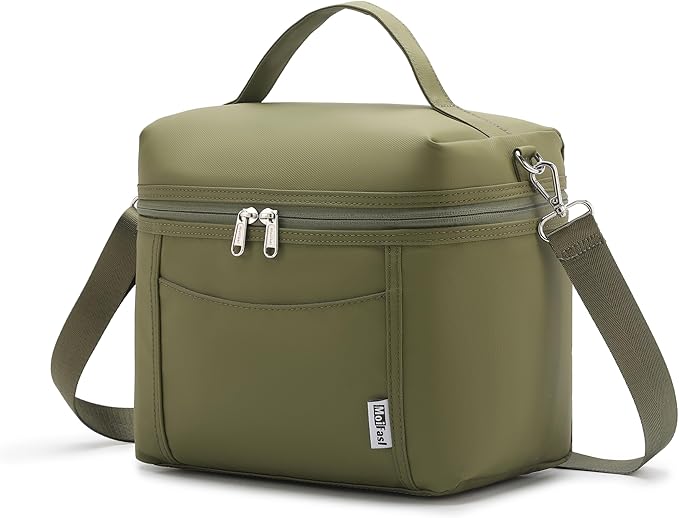 Insulated Lunch Bag for Men Women Leakproof Lunch Cooler Bag Adult Portable Lunch Box Bag with Adjustable Strap Lunch Box for Office Picnic Army Green