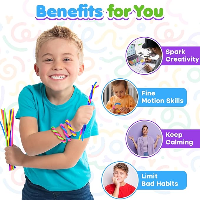 Fidget Toys Kids Sensory Sticks: 24 Pack Creative Party Favors Bulk - Calming Sensory Toys for Kids with Autism - Quiet Fidgets for Classroom Students Prizes