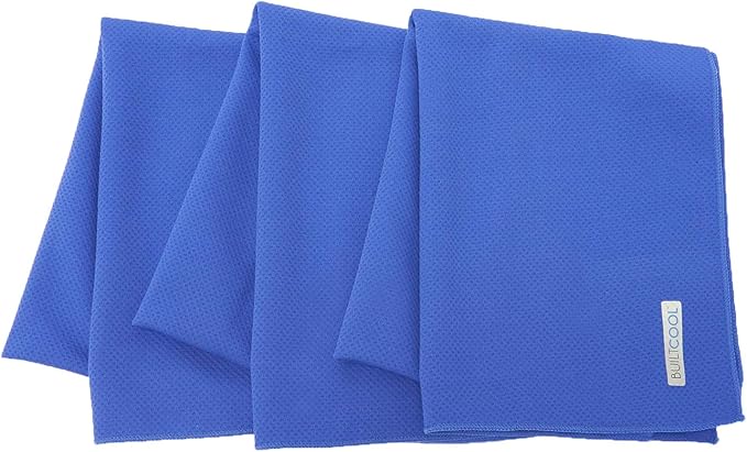 BUILTCOOL Adult Cooling Towel - Men & Women Chilly, Lightweight, Soft, Neck and Face Cooling Towel for Sport, Camping, Hunting, One Size, Sapphire, 3 Pack