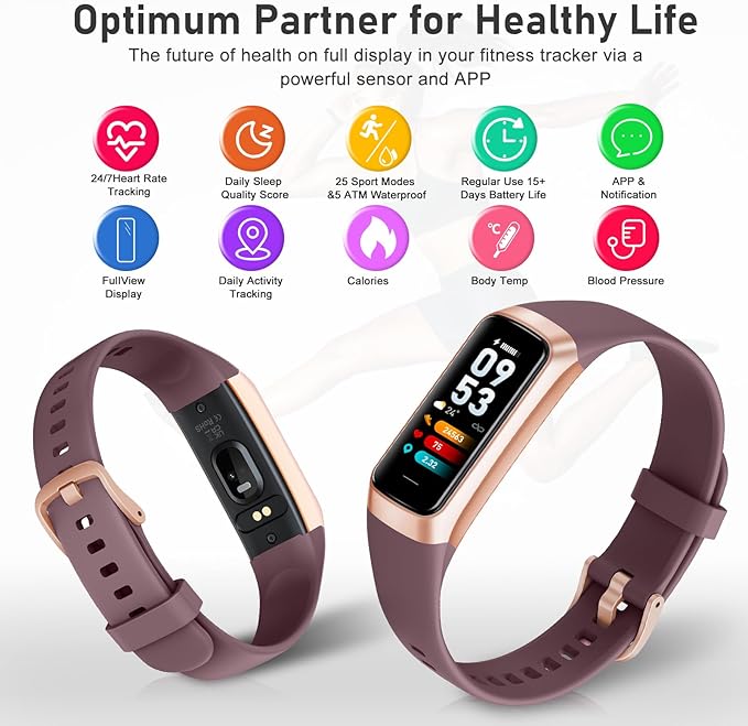 Fitness Tracker with Step Counter/Calories/Stopwatch, Activity Tracker, Health Tracker with Heart Rate Monitor, Sleep Tracker,1.10''AMOLED Touch Color Screen, Pedometer Watch for Women Men