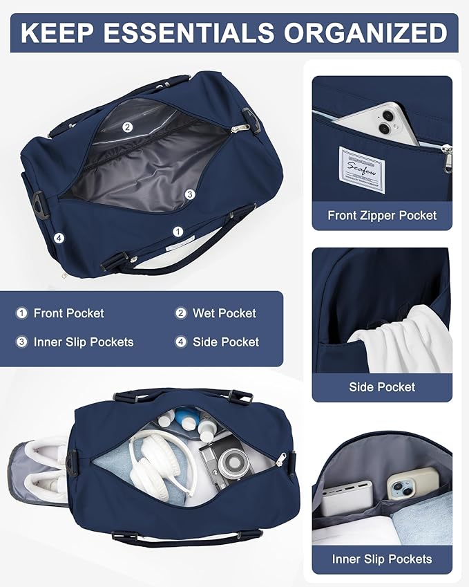 Gym Bag Womens,Travel Duffel Carry on Bag Sport Tote Bag Weekend Overnight Bag