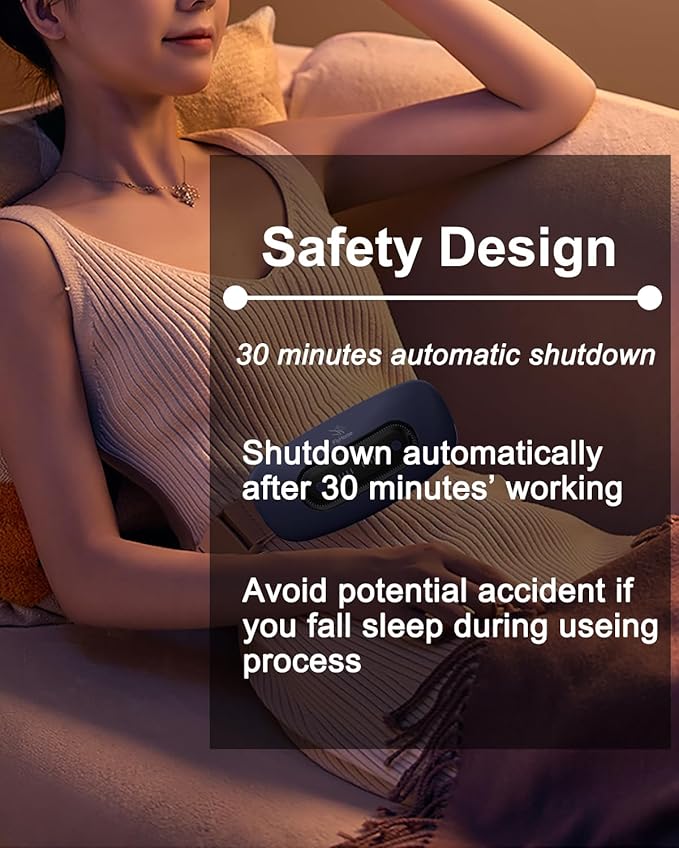 Electric Heating Pad,Portable Cordless Menstrual Heating Pad with 4 Heat Levels and 4 Massage Modes, Fast Large Heating Belly Wrap Belt(Navy Blue)