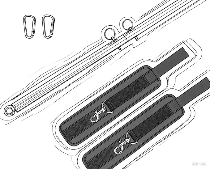 Black 2 Rings Exercise Expandable Workout Spreader Bar Glutes and Leg Fitness Gear, Home Indoor Gyms, Pilates Kit