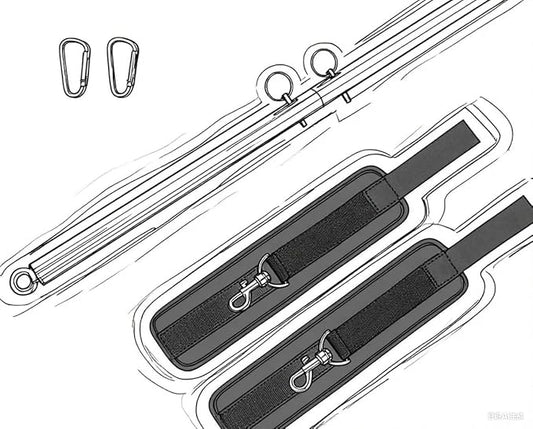 Black 2 Rings Exercise Expandable Workout Spreader Bar Glutes and Leg Fitness Gear, Home Indoor Gyms, Pilates Kit