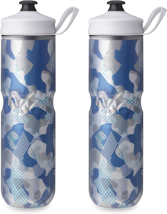 HydraPak | Polar Bottle - Polar Sport Insulated Water Bottle 2-Pack - BPA-Free, Sport & Bike Squeeze Bottle with Handle (Contender Blue, 700ml / 24oz)