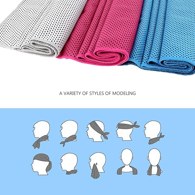 Biange Cooling Towels (40"x 12", Pack of 60) for Neck and Face, Cold Towel for Hot Weather, Sports, Workout, Fitness, Gym, Yoga, Golf, Pilates, Travel, Camping & More
