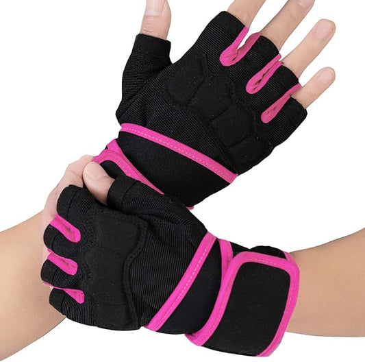 Workout Gloves for Men and Women Gym Weight Lifting Padded Gloves with Wrist Wrap Support, Full Palm Protection & Silicone Grip, Cross Training, Fitness, Pull-up
