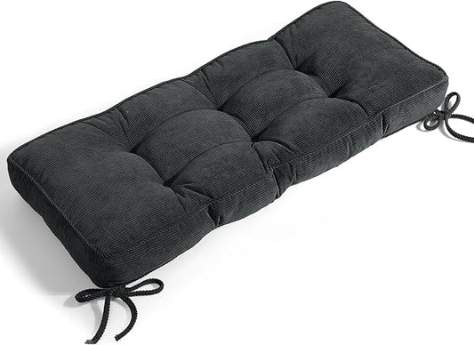 Detiblue Bench Cushion for Indoor Furniture，48x16x4Inch Tufted Bench Seat Cushion with Non-Slip, Comfortable and Durable for Shoe/Entryway/Storage with Cushion（Elita Black）