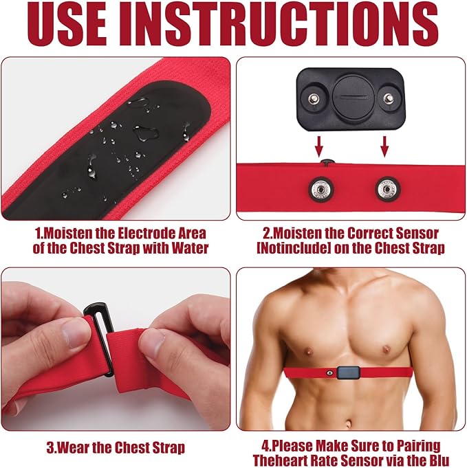 Heart Rate Monitor Chest Band for Polar H10 H9 H7, Adjustable Waterproof Replacement Chest Strap Compatible with Polar Garmin