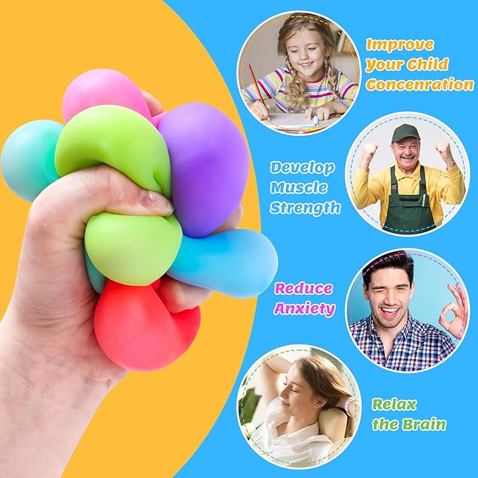 12 Pack Slow Rising Stress Cube, Dough Stress Balls Squishy Fidget Toys for Anxiety Relief, Soft Fidget Cube, Pull Stretch Squishy Toys for Classroom Prize, Party Favors for Kids Adults