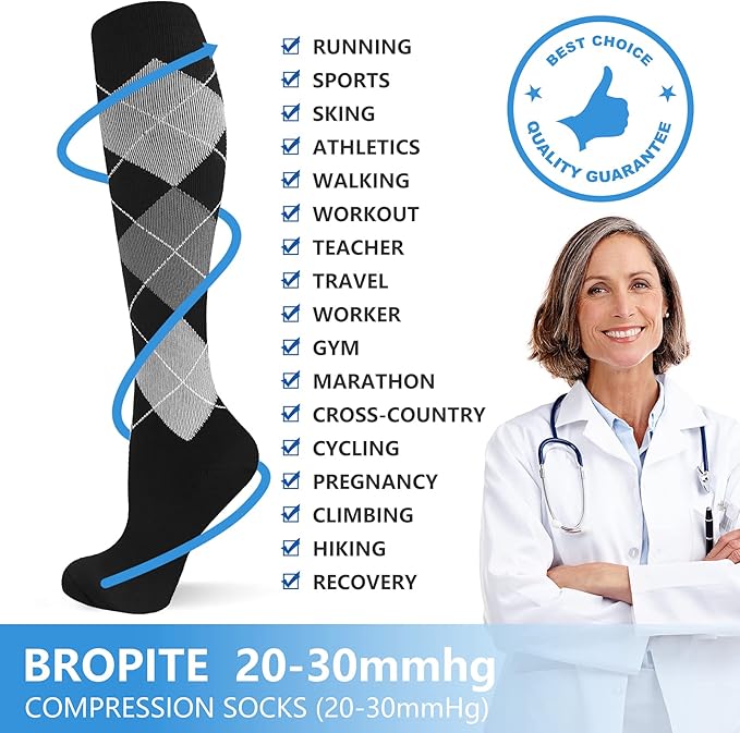bropite Halloween Compression Socks for Women & Men-Pumpkin Ghost 6 Pairs 20-30mmhg Support Running Nurse Travel