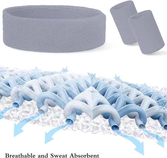 24 Pcs Neon Sweatbands Set Include 8 Pcs Sports Headband and 16 Pcs Cotton Wristbands 80s Neon Sweat Bands Bulk for Gym, Tennis, Basketball, Running, Exercise