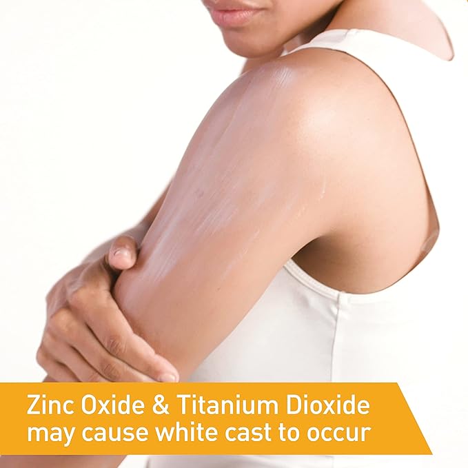 CeraVe 100% Mineral Sunscreen SPF 50 with Zinc Oxide & Titanium Dioxide, Hyaluronic Acid & Ceramides, Oil Free & Non-Greasy, Hydrating Mineral Sunscreen For Body, 5 oz