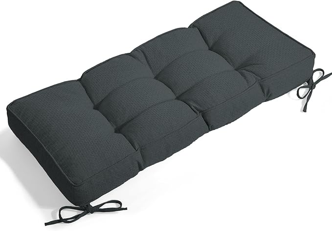 Detiblue Bench Cushion for Indoor Furniture，48x16x4Inch Tufted Bench Seat Cushion with Non-Slip, Comfortable and Durable for Shoe/Entryway/Storage with Cushion（CrossLinen Deep Gray）