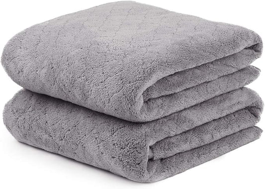 JML Microfiber Bath Towels, Oversized, Ultra Soft, Super Absorbent and Fast Drying, No Fading and Multipurpose Use for Sports, Travel, Fitness, SPA and Yoga (Coral Fleece - Grey, 30 in x 60 in)