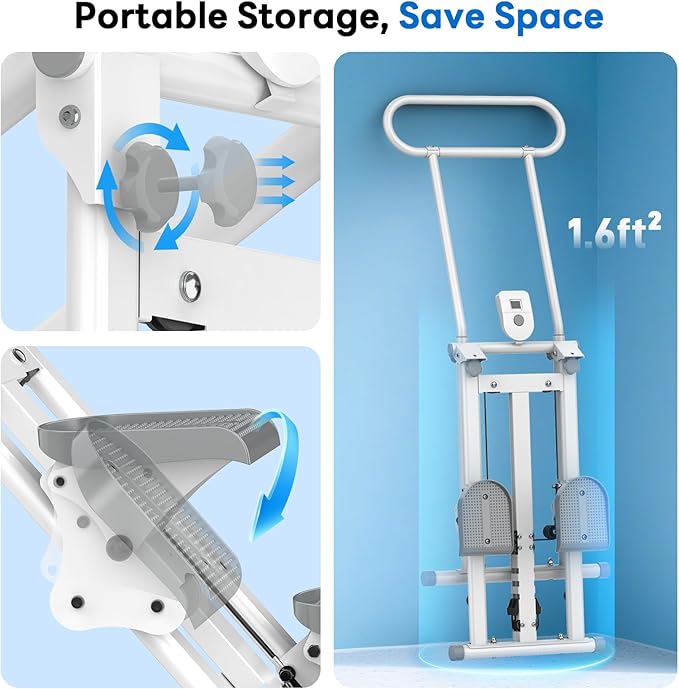 ERGOLIFE Stair Stepper with 6-Level Adjustable Resistance, 350lbs Upgrade Foldable Stairmaster Machine for Home Gym Workout, Cardio Stair Climber with Low Noise