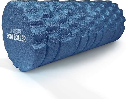 High Density Foam Roller Massager for Deep Tissue Massage of The Back and Leg Muscles - Self Myofascial Release of Painful Trigger Point Muscle Adhesions - 13" Blue