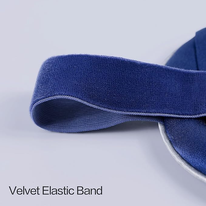Luxury Silk Sleep Mask with 22mm Mulberry Silk, Velvet Elastic Band, Heat Therapy Pocket, and Travel Pouch, Navy Color