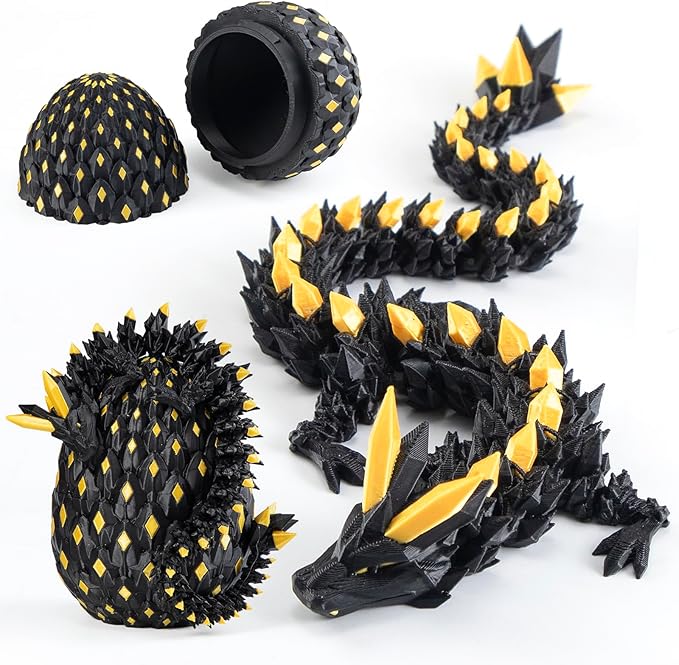 3D Printed Dragon Egg with Articulated Dragon Inside - Mystery Dragon Egg Fidget Toy, Sensory Desk Pet for Stress Relief, Stocking & Easter Basket Stuffers, Gift for Kids Ages 4+, Teens & Collectors