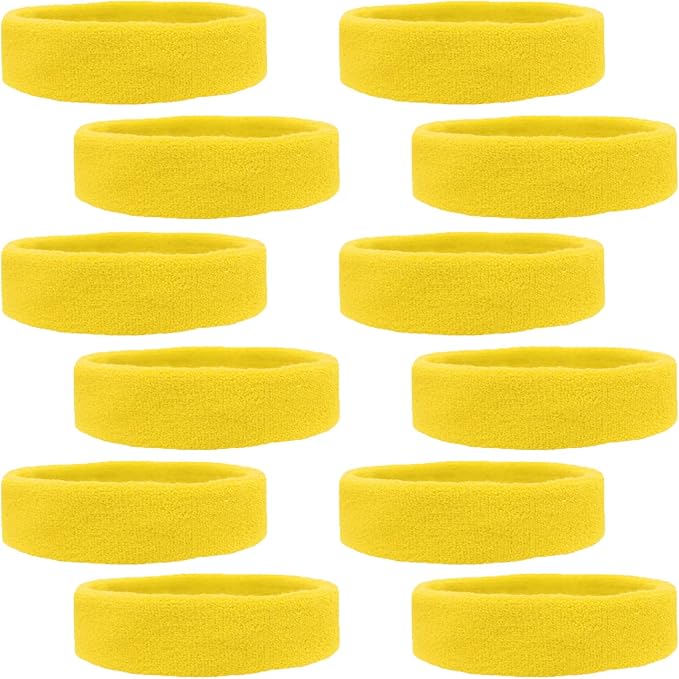12 Sweatbands Cotton Sports Headbands Terry Cloth Moisture Wicking Athletic Basketball Headband by Kenz Laurenz