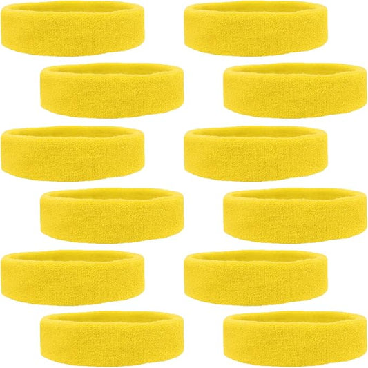12 Sweatbands Cotton Sports Headbands Terry Cloth Moisture Wicking Athletic Basketball Headband by Kenz Laurenz